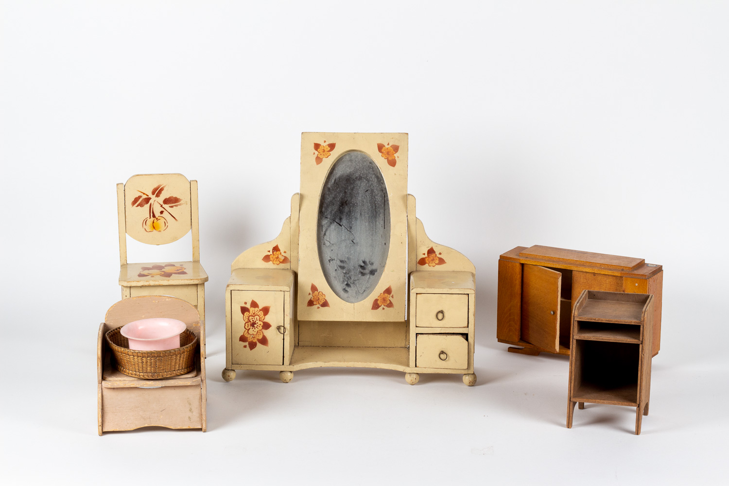 Meuble Armoire Maison De Poupée 1950 – Jouet Enfant En Bois, 4 Tiroirs