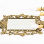 Artcession paire d’appliques miroir bronze doré