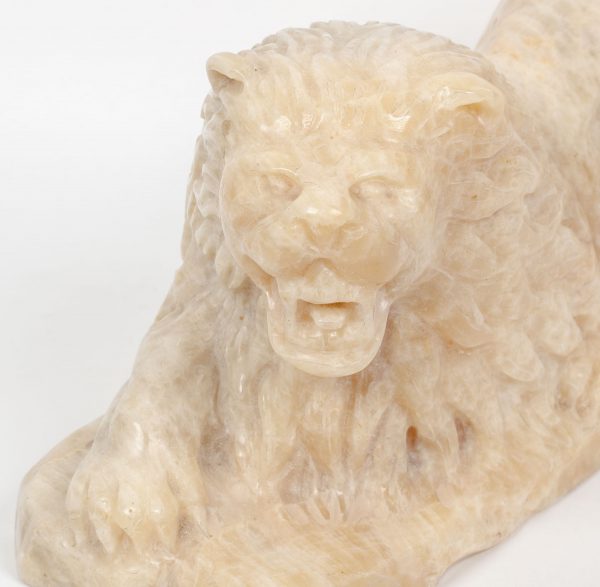 Artcession-Lion sculpté en onyx