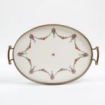Artcession-Plateau style Louis XVI porcelaine fleurs