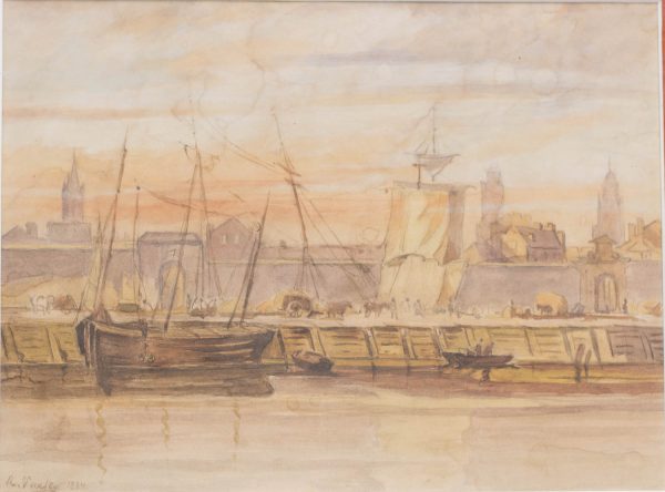 Artcession-tableau-aquarelle port rouge 2