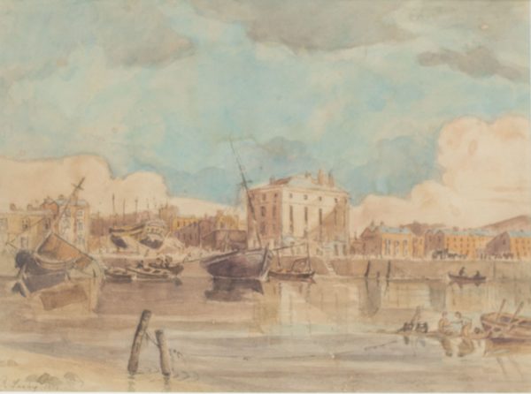 Artcession-tableau aquarelle port vert 3